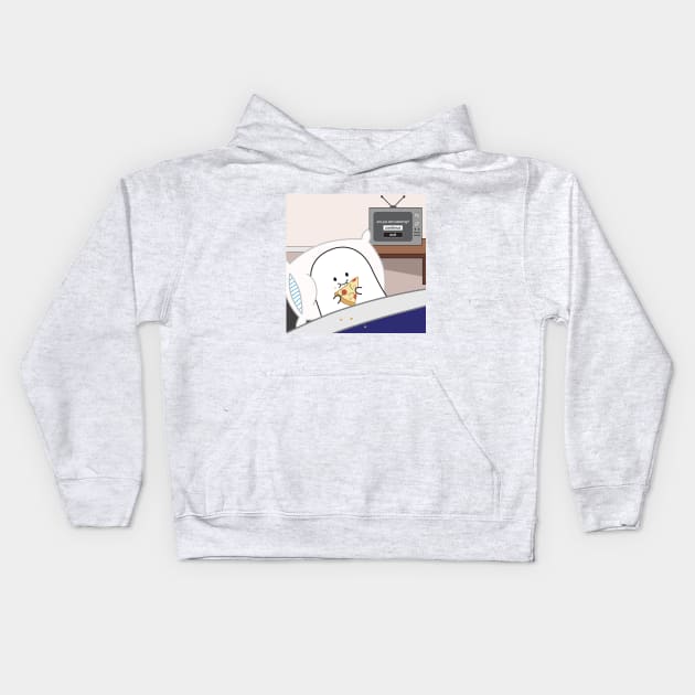 Gordie the Ghost (pizza in bed) | by queenie's cards Kids Hoodie by queenie's cards